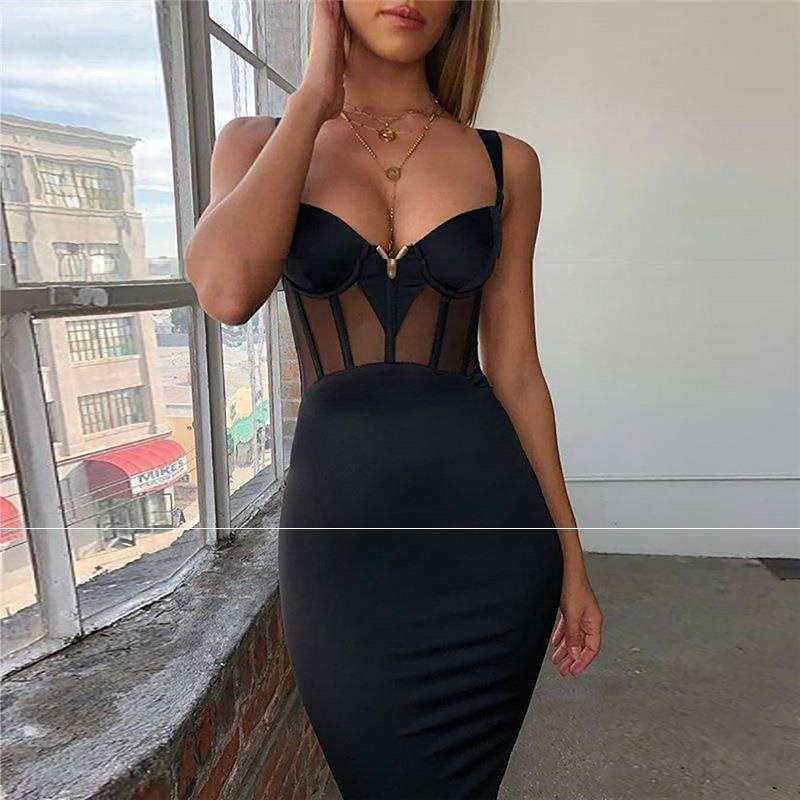 Spring New Products Female Stitching Mesh Hollow Dress Cross