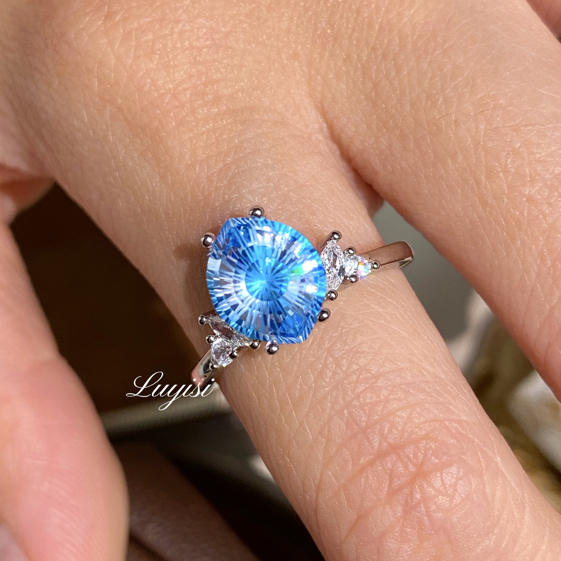 Firework Cut Simulated Moissanite Ring For Women, Light Luxury Niche Design Simulated... thumbnail 3