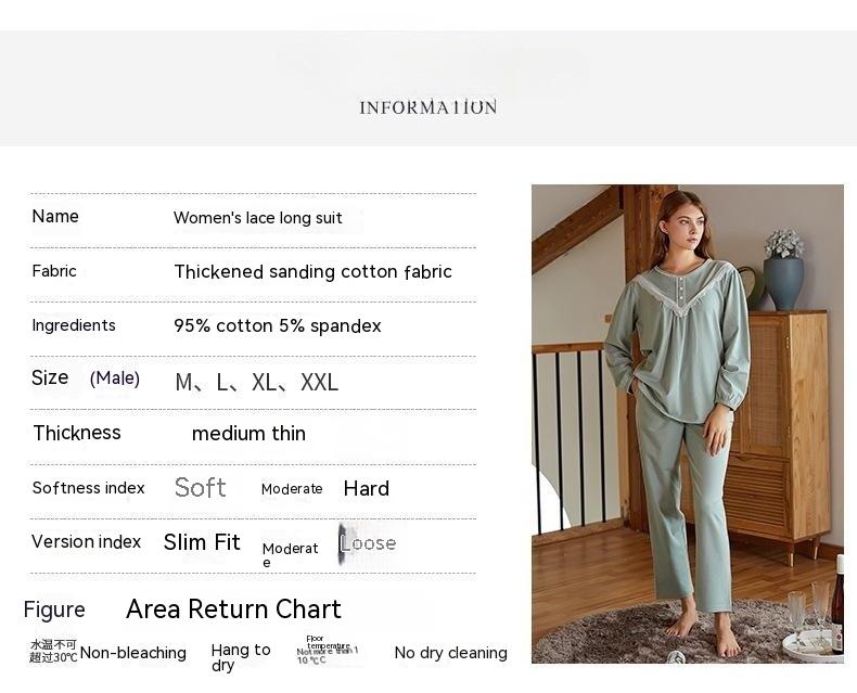 Title 4, Womens Cotton Long-sleeved Pajamas Suit with L...