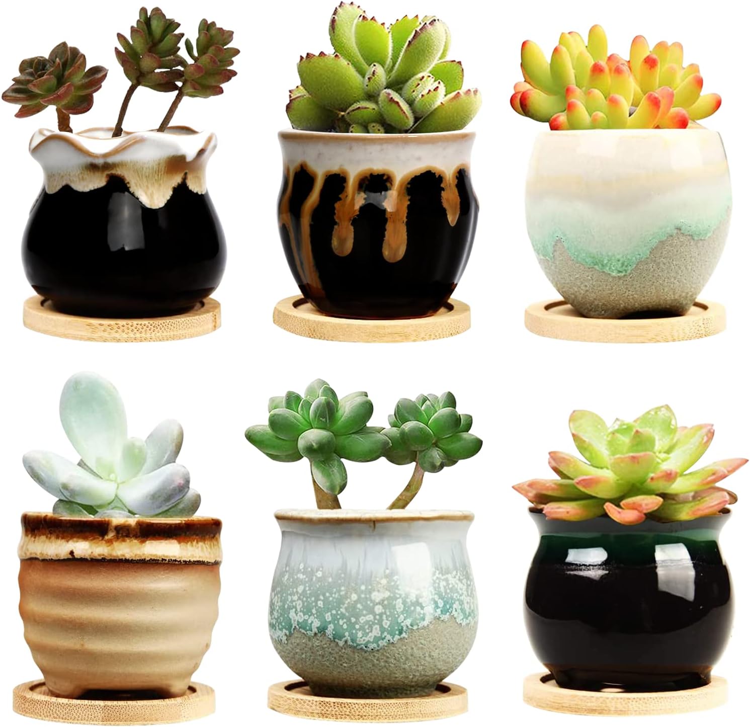 Ceramic Succulent Pot 2.1 Inch, Mini Plant Pot And Small Flower Planter For Succulents, Cactus, Desk And Home Decor