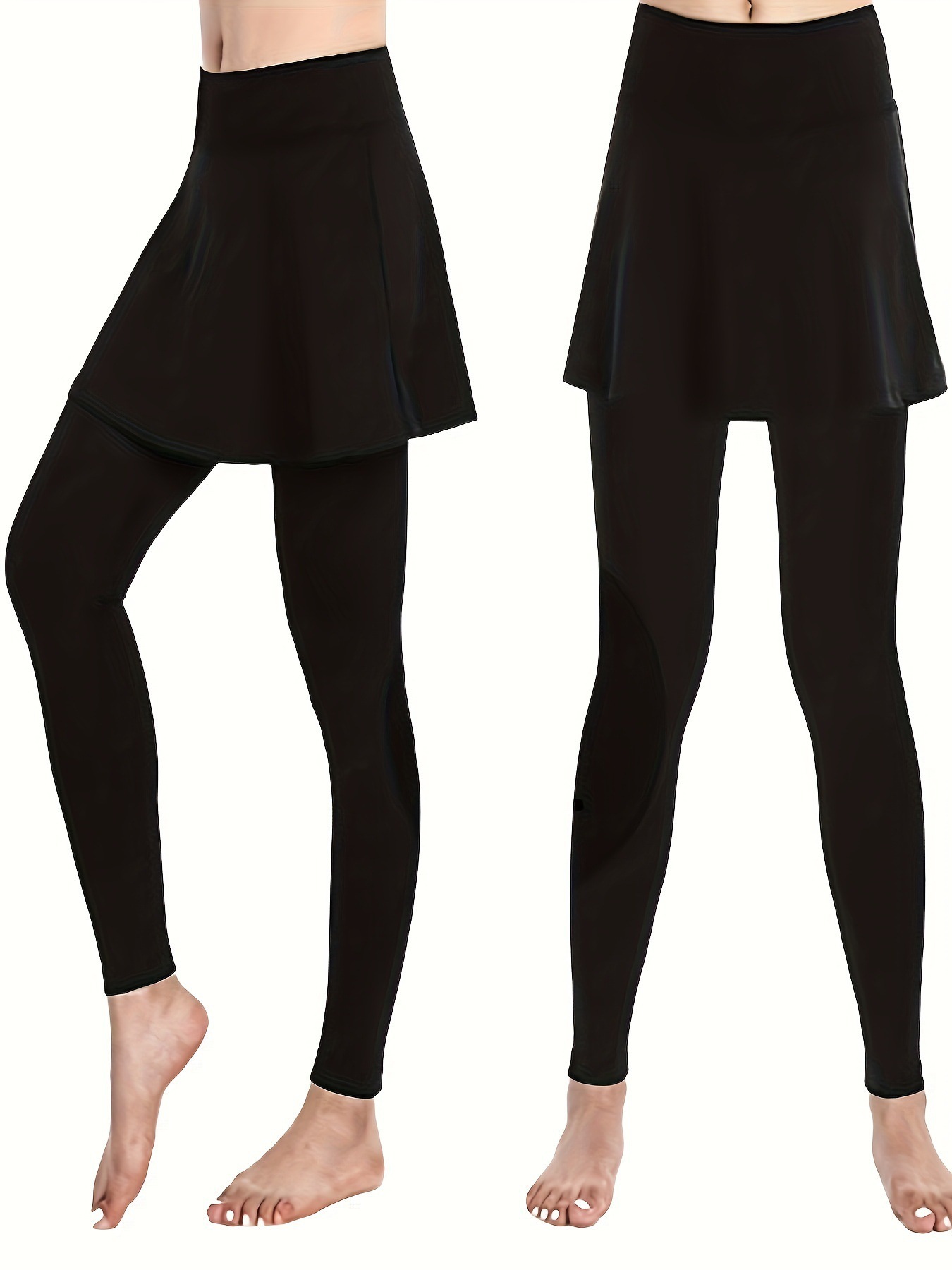 Women's High Waist Skirted Leggings 2 In 1 Flared Skirt Overlay Active Leggings For Yoga & Workout