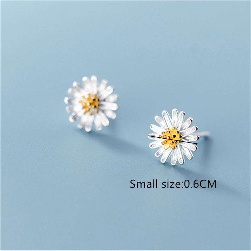 Daisy Simple Flower 925 Silver Earrings