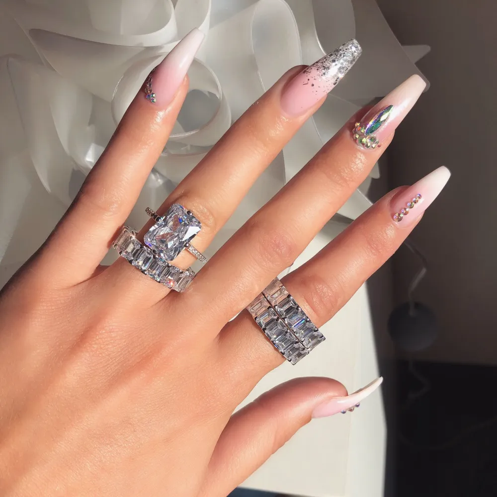 Luxury Princess Cut Diamond Ring For Proposal & Engagement, 18K White Gold Plated