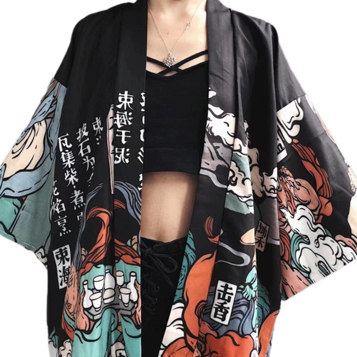 Title 2, Kimono ample 3D pour femme Cape Haori Veste Pro...