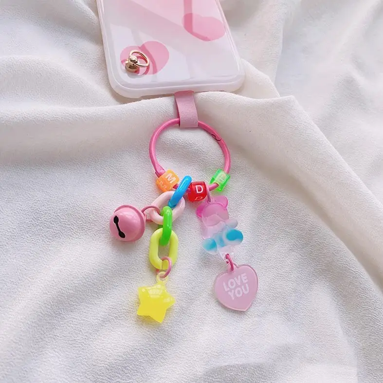 Japanese Girls Sweet And Cute Frosted Two Tone Bear Soft Candy Keychain
