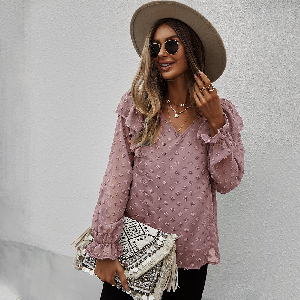 Summer Solid Color V-Neck T-Shirt Women