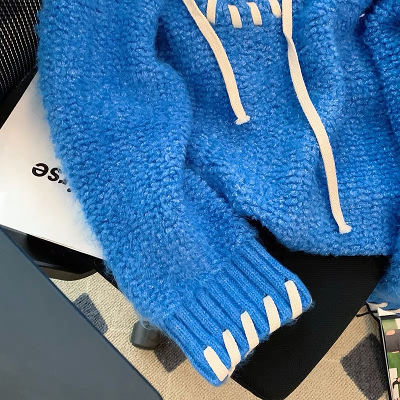 Klein Blue Sweater Women's Thickening Design Sense