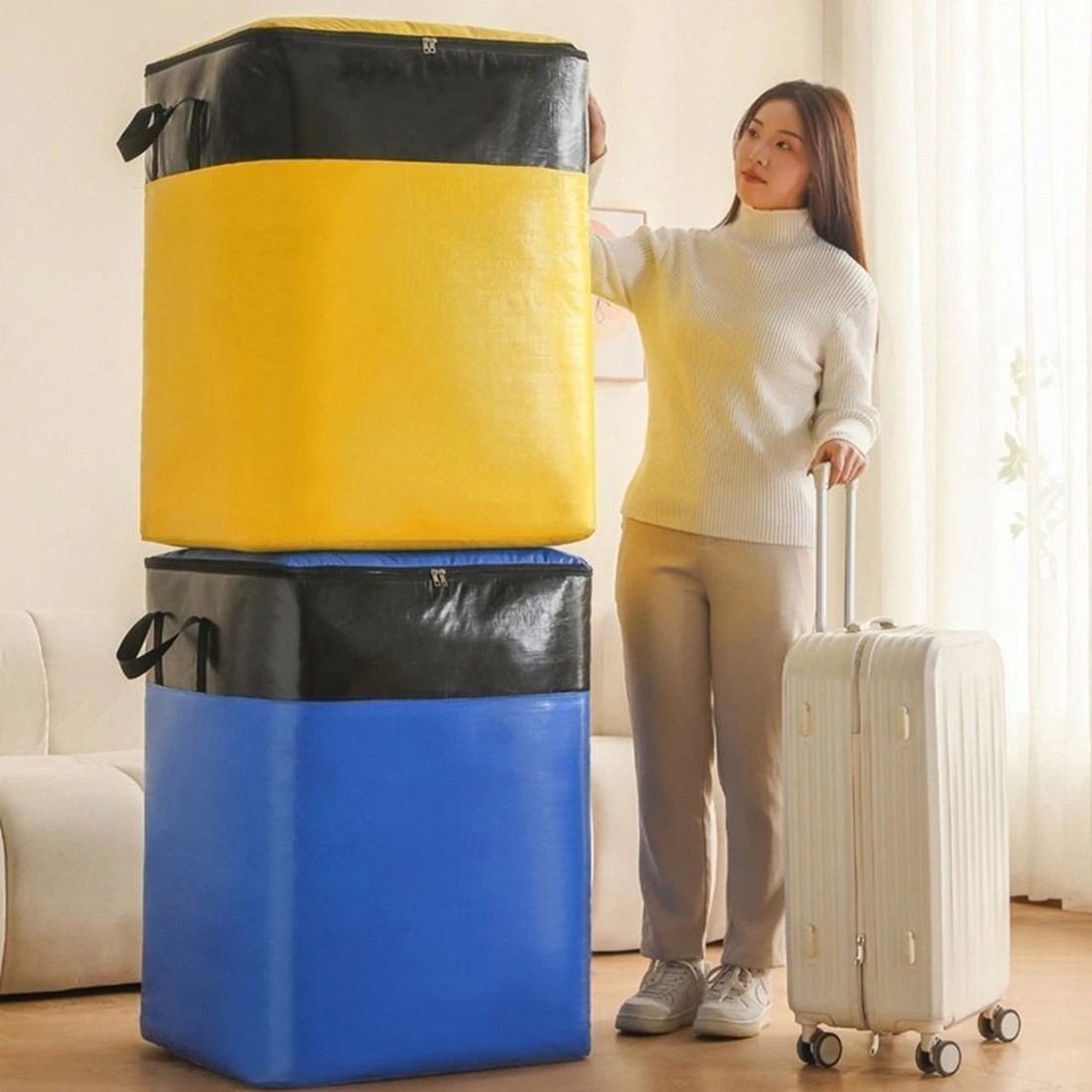2pcs 180L Extra Large Moving Bags Heavy Duty Storage Tote Waterproof Luggage Bag