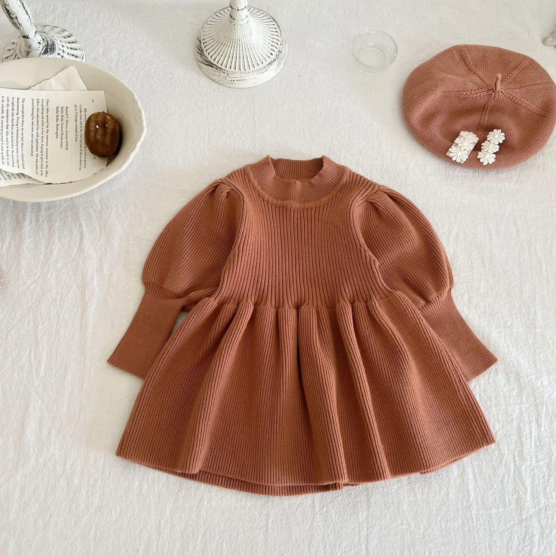 Girls' Western Style Princess Knitted Dress