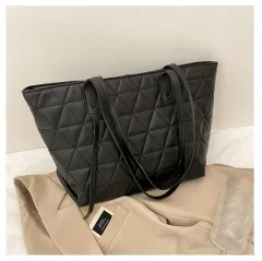 One-shoulder Portable Fashion Trend Commuter Solid Color Design Bag - Black - View 1