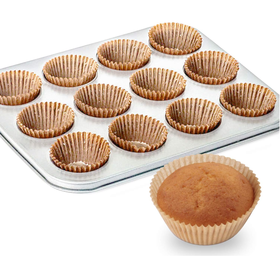 Standard Natural Cupcake Liners 500 Count, No Smell, Grease-Proof Paper Muffin Liners, Food-grade Baking Cups For Cupcakes, Muffins, Nuts — foto 6