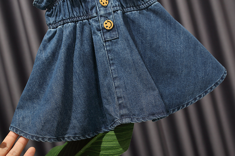 Girls Denim Suspender Skirt Korean Style Loose Spring