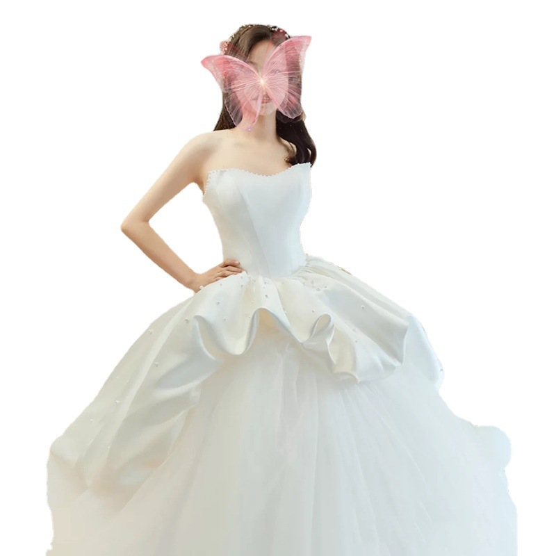 Satin Mesh Bridal Dress, picture 6 of 7