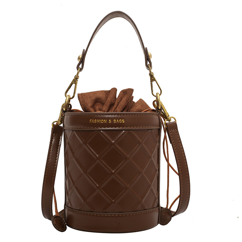 Color Matching Rhombus Fashion Export With Folds Brown - Shop at LoveMi