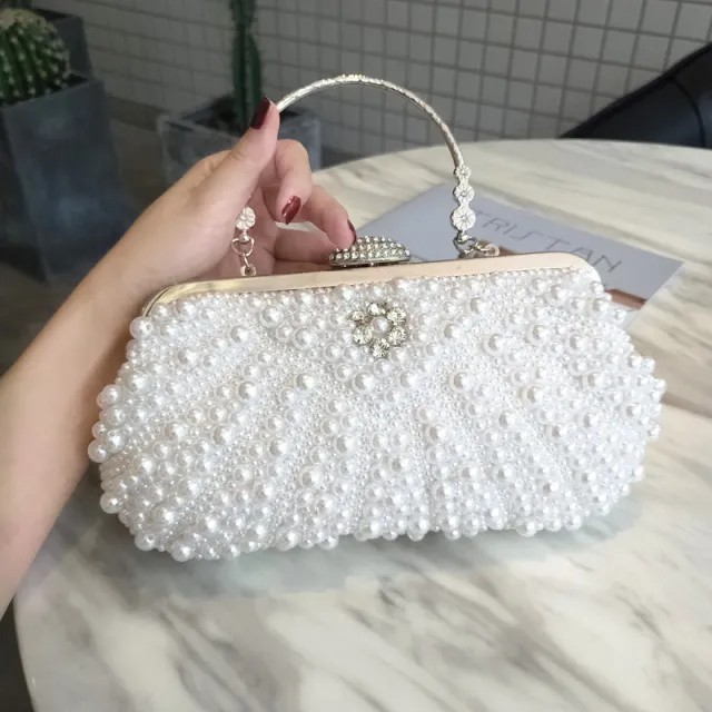 Banquet Pearl Cheongsam Crossover Clutch White - Shop at LoveMi