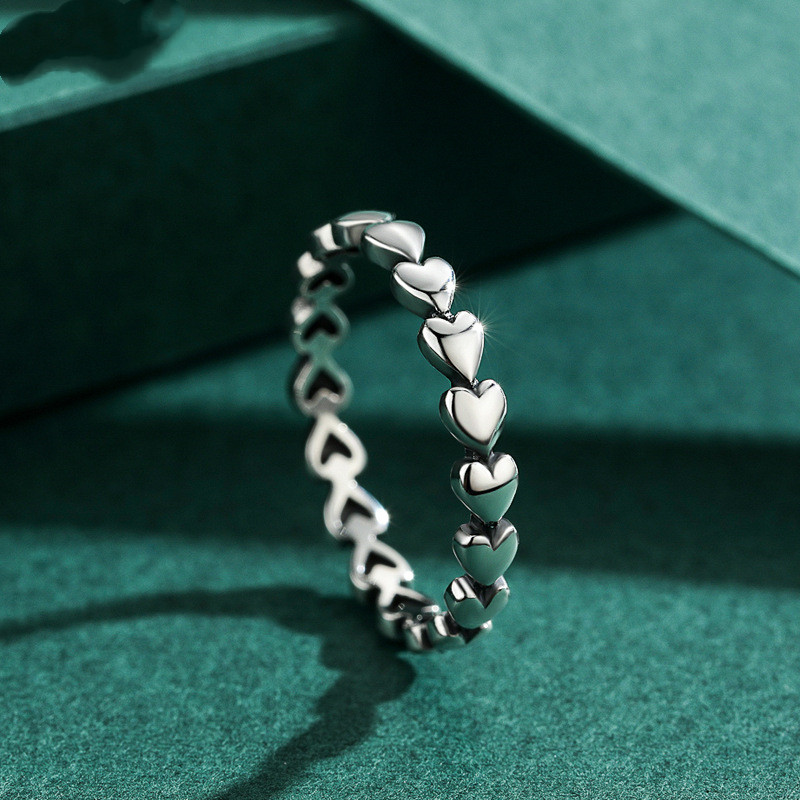 Female S925 Sterling Silver Ring Heart-shaped Love Ring