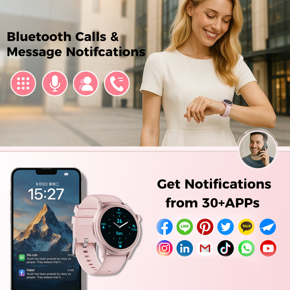 Round Screen Smartwatch, 1.43in HD 3ATM Waterproof, Equipped With Heart Rate Detection, Sleep Monitoring, And Step Tracking,100 Sports Modes Movement Monitor Holiday Gifts Fashion Watches