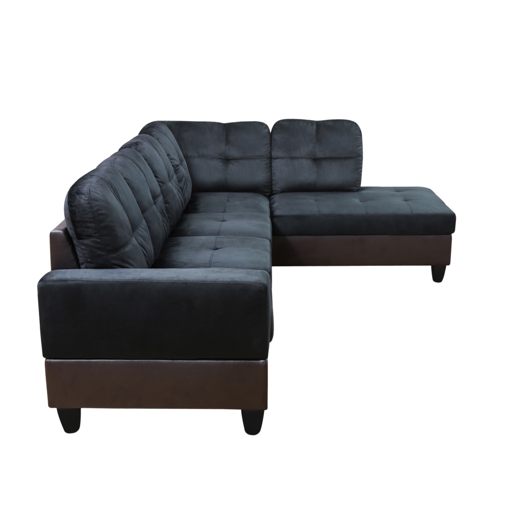Pickup Only--Dark Blue And Brown Color Lint And PVC 3-Piece Couch Living Room Sofa Set
