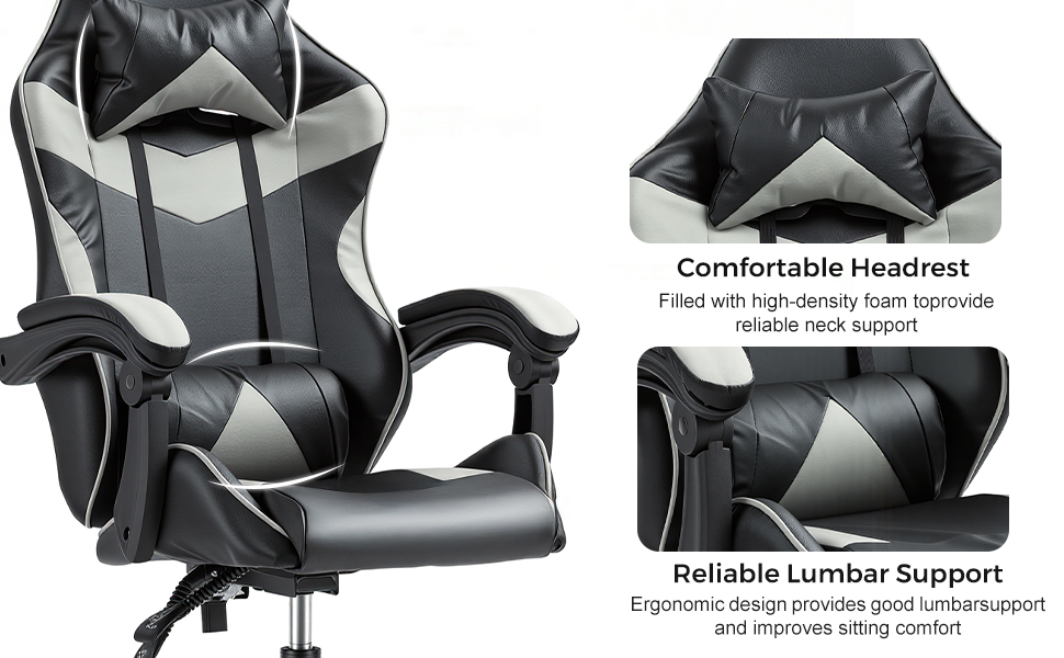 Gaming Reclining Swivel Chair For Adults,Ergonomic Racing PC With Lumbar Support — image 2