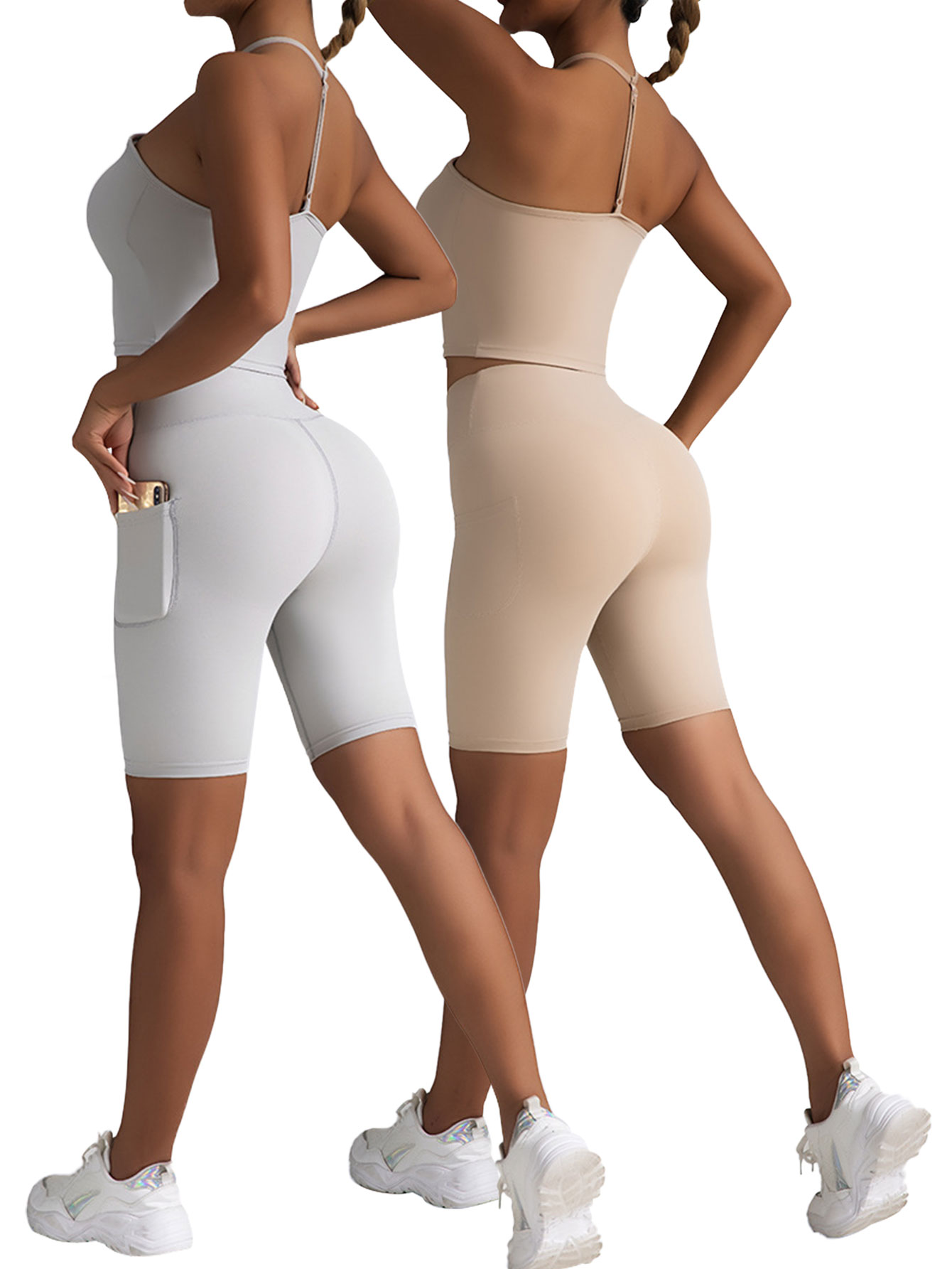 2 Pack High Waist Biker Shorts For Women-Workout Yoga Shorts Running Summer Soft - Picture 14 of 16