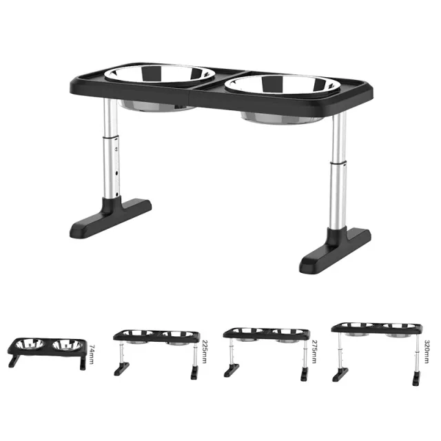 Folding Pet Double Bowl Tableware Tray Black - Shop at LoveMi