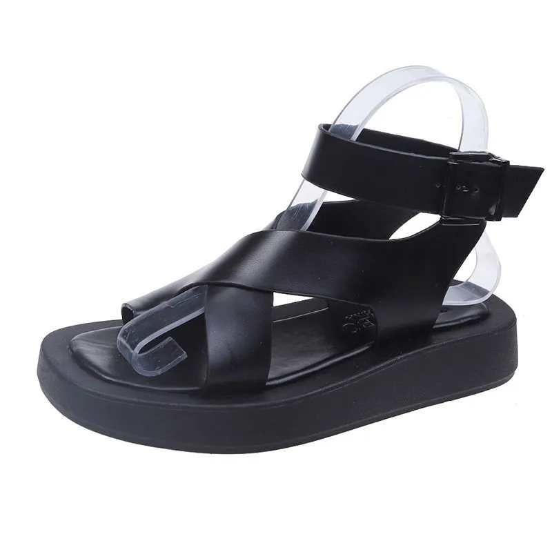 Sponge Cake Thick-soled Student Casual Sports Roman Beach Shoes - Black