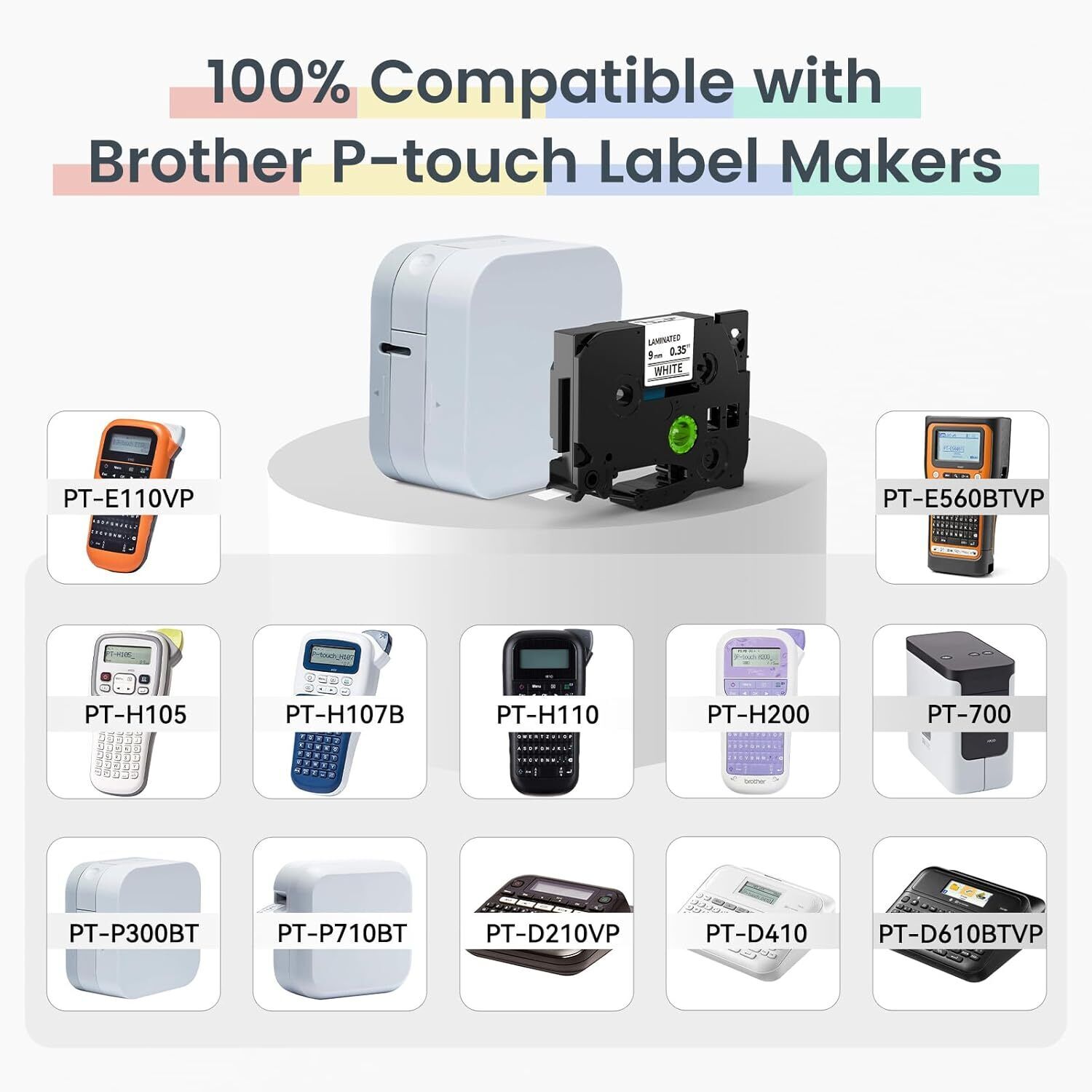 6PCS For Brother P-Touch TZe-231 TZe-131 TZe-221 Label Tape 12mm 9mm PT-D410 2