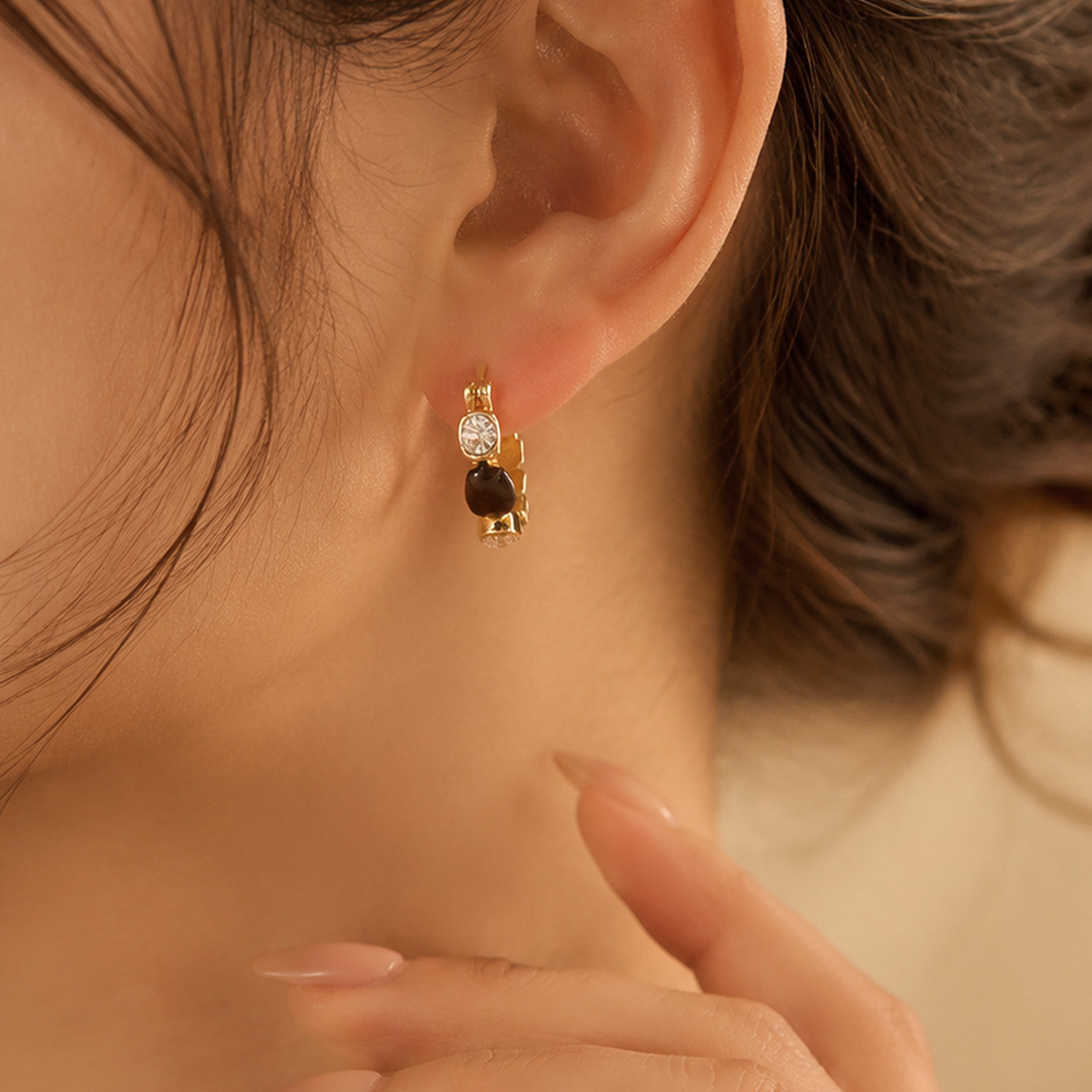 Cross-border European American Maillard Brown Hoop Earrings