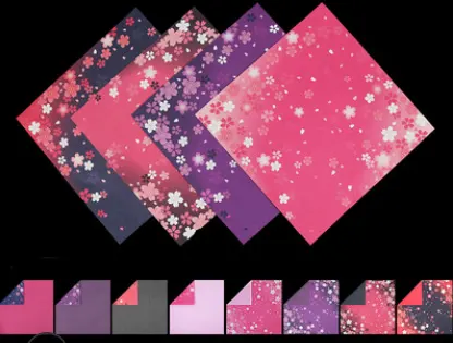 Double-sided Two-color Japanese-style Floral Origami Square Printing