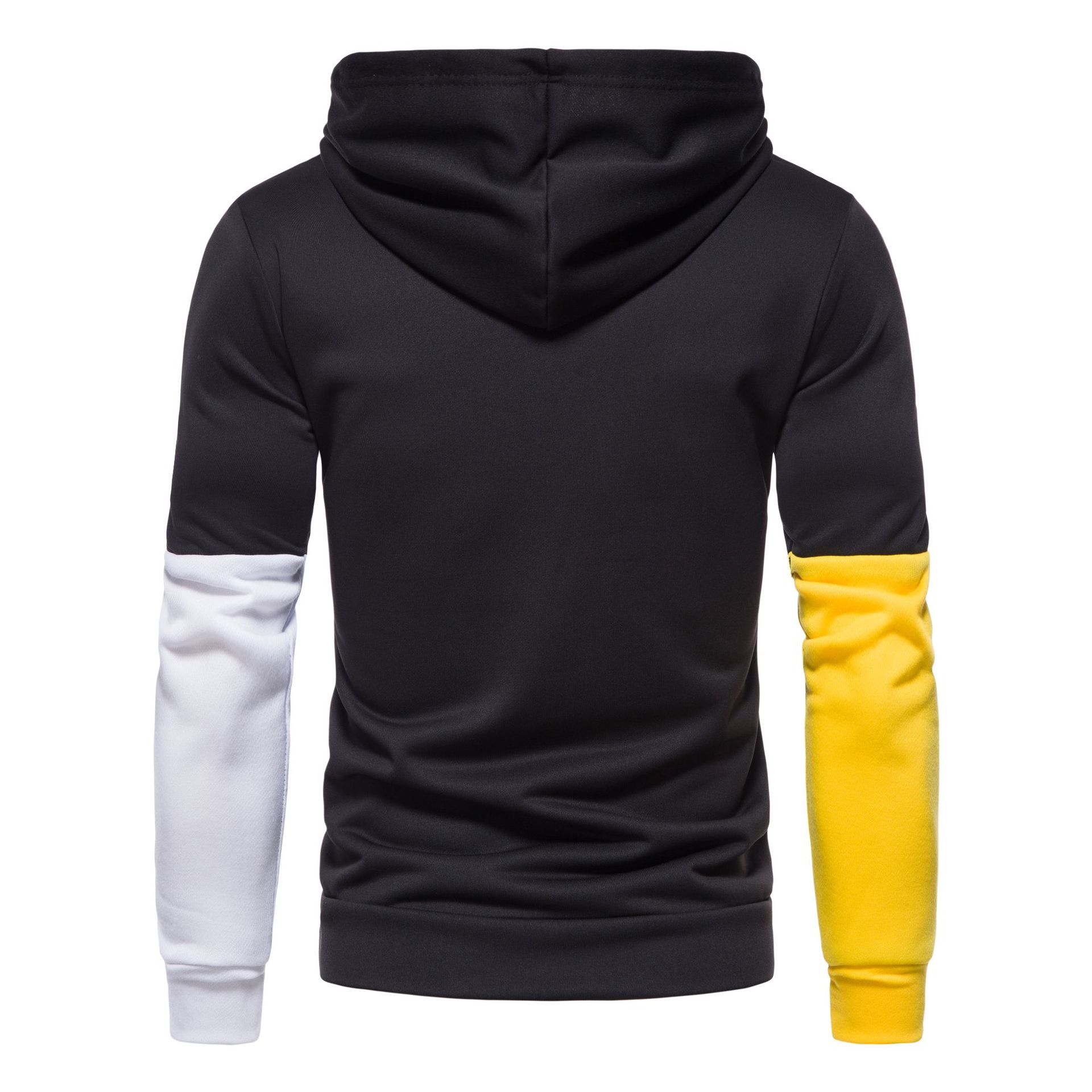 Hooded Men's Contrasting Color Stitching Sweater Jacket