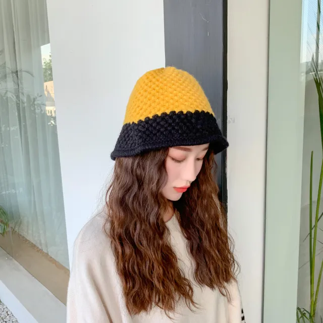 Women's Niche Designer Bucket Wool Hat Yellow - Shop at LoveMi