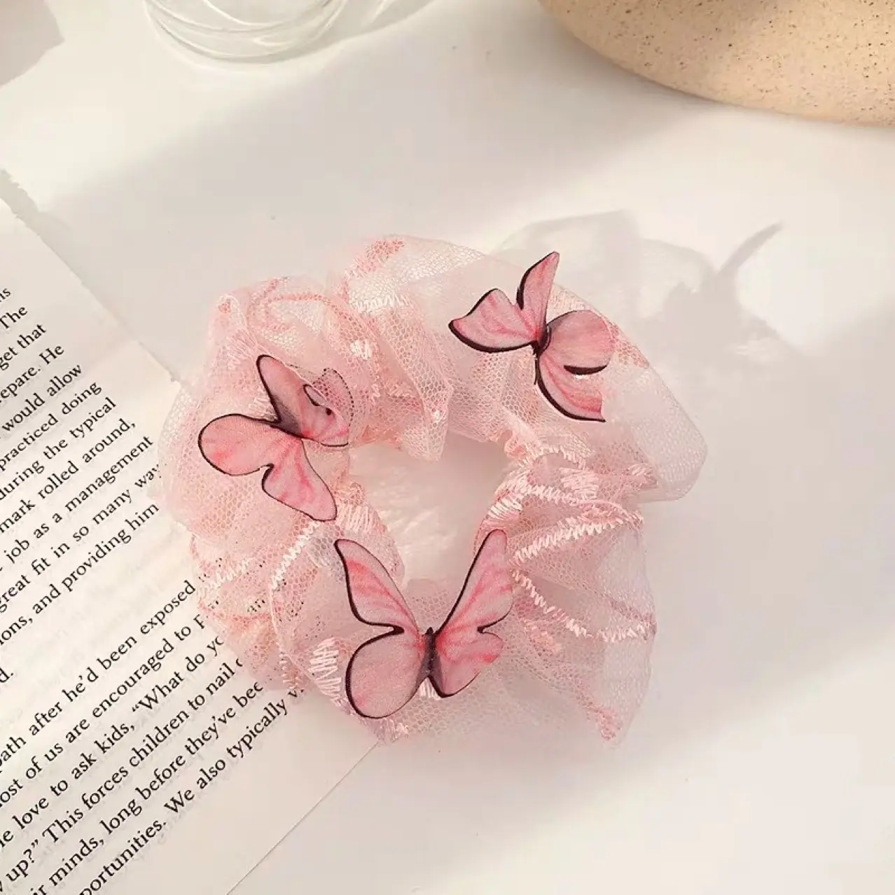 Women's Mesh Pig Intestine Ring Butterfly Hair
