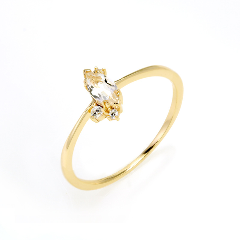 S925 Silver Plated Horse Eye White Crystal Versatile Shiny Ring