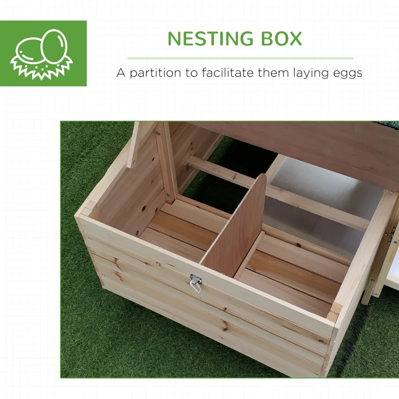 Wooden Chicken Coop With Nesting Box, Cute Outdoor Hen House With Removable Tray, Ramp Run, For Garden Backyard, Natural