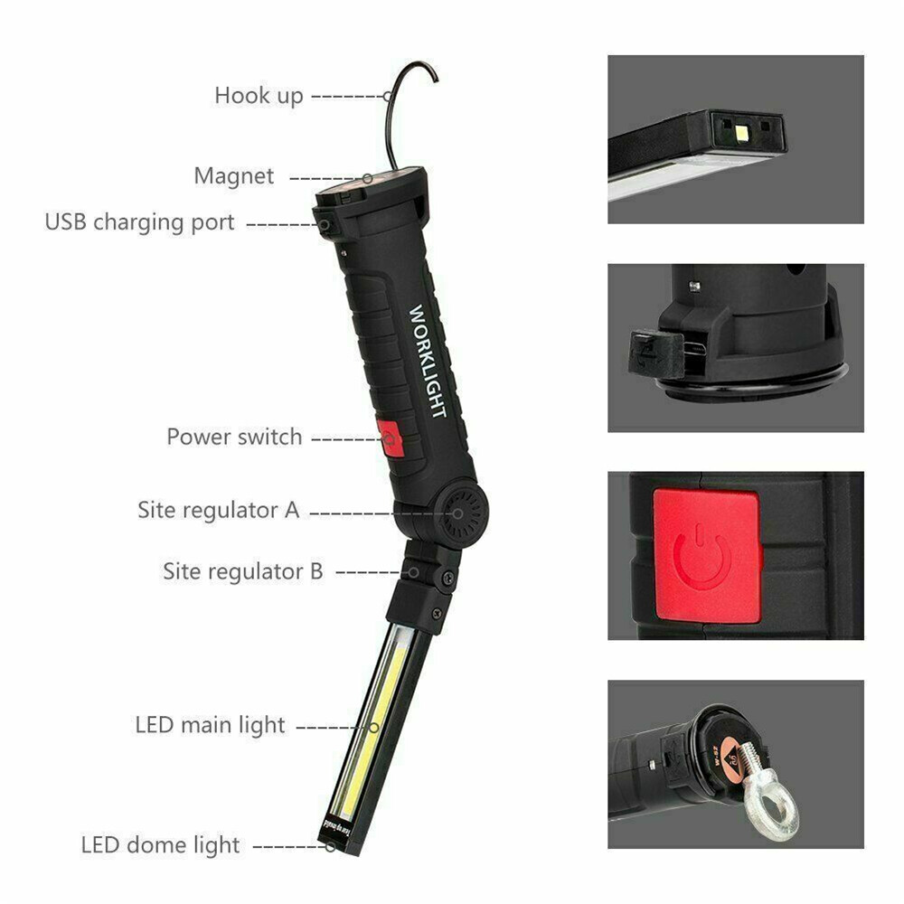 Magnetic Folding COB Work Light, 2-Pack