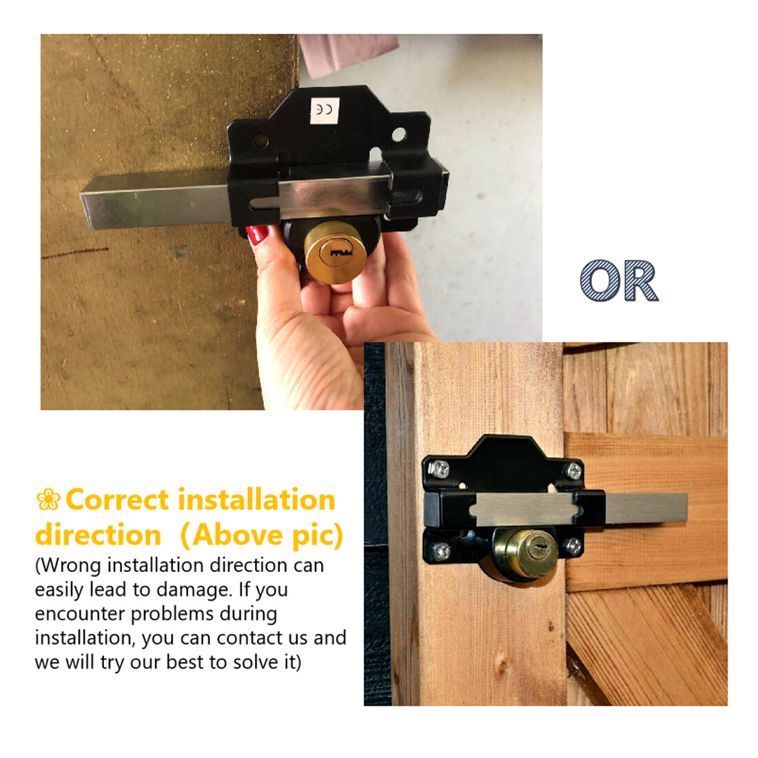 Gate Lock Garden Security Double Long Throw Bolt Rim Lock 5