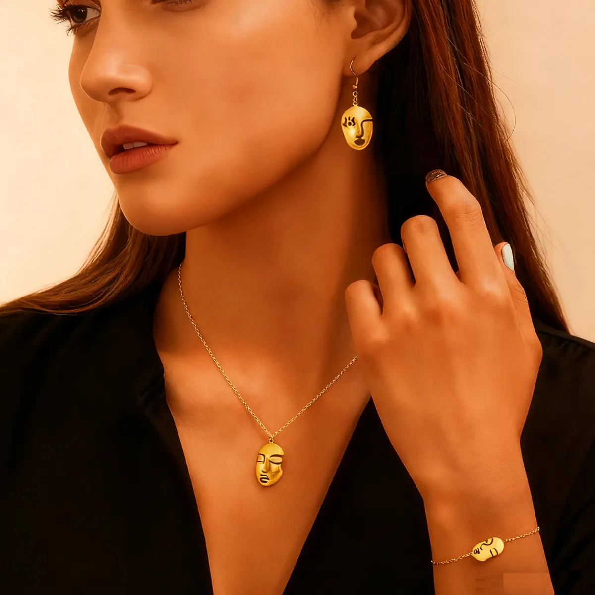 Women Abstract Face Art Jewelry Set Picasso