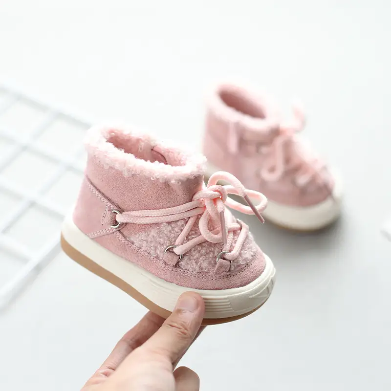 Female Baby Toddler Shoes High-top Boys Snow Boots Plus Velvet To Keep Warm Babies
