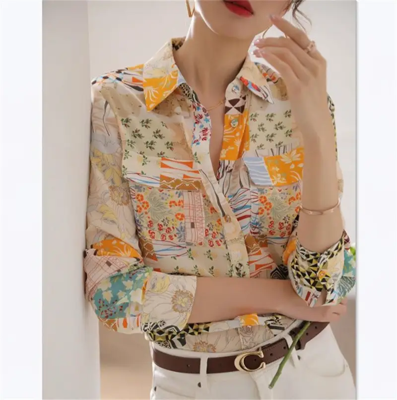 Women's All-match Casual Mulberry Silk Long-sleeved Shirt