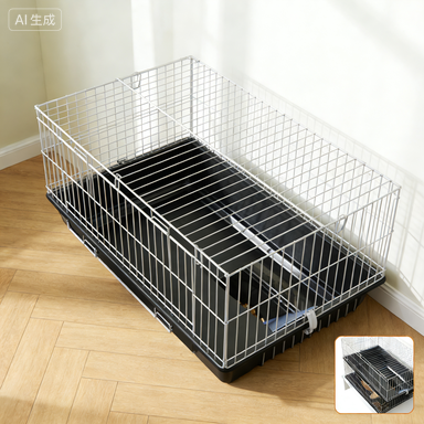 PawHut 2-Tier Small Animal Cage With 2 Doors, Trays, Dish, Bottle, And Ramp For Bunny, Ferret, Chinchilla, Black