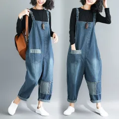 Casual Literary Women's Plus Size Denim Overalls - Photo Color-Xl - View 1