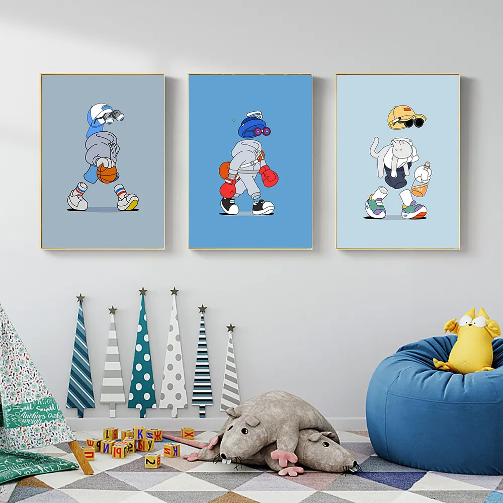 Sports Cartoon Characters Art Poster Home Living