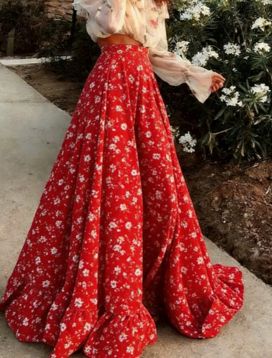Women's Retro Fresh Polka Dot High-waisted Full Skirt