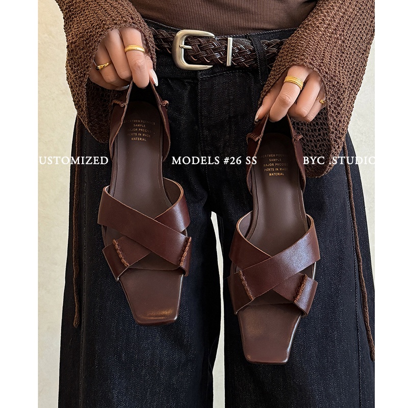 Handmade leather sandals brown vintage — Sarah Express