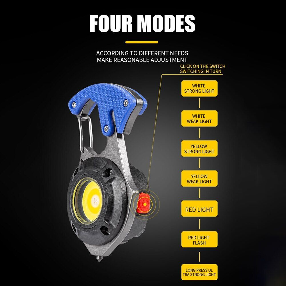 COB LED Flashlight Outdoor USB Rechargeable Keychain Light Hook — image 9