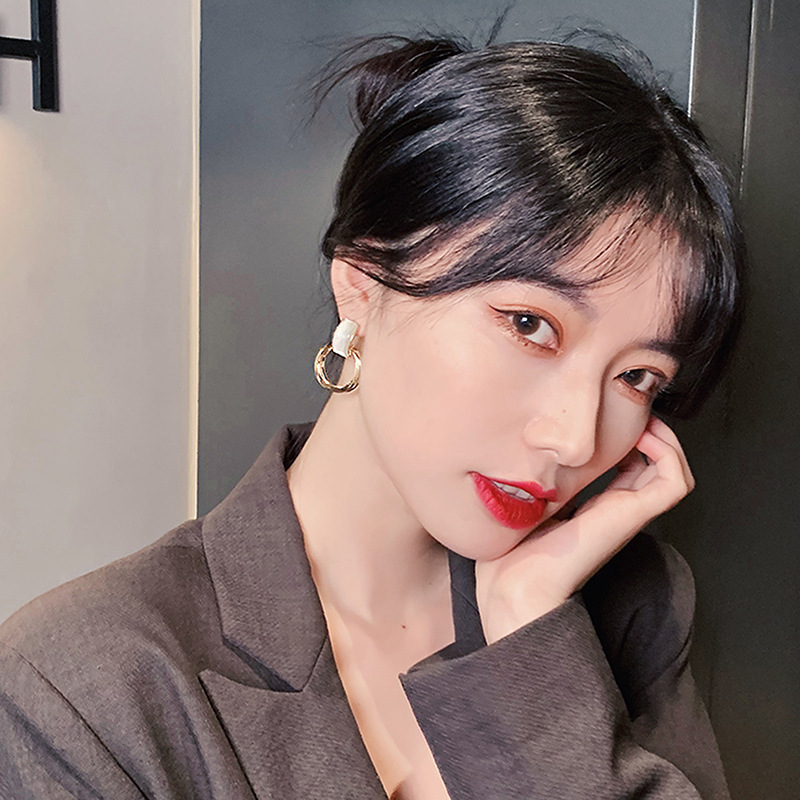 Vintage Irregular Oval Acrylic Earrings