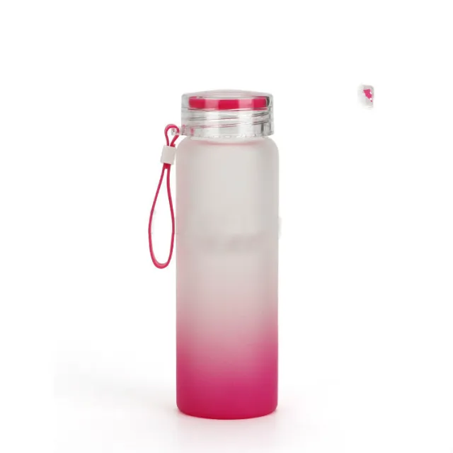 500ML Thermal Transfer Glass Cup Gradient Color Frosted Blank Coating Rose Red - Shop at LoveMi
