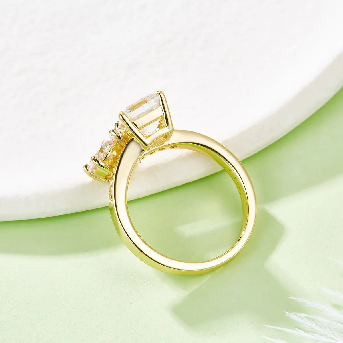 S925 Silver Gold Plated Asscher 7x7mm