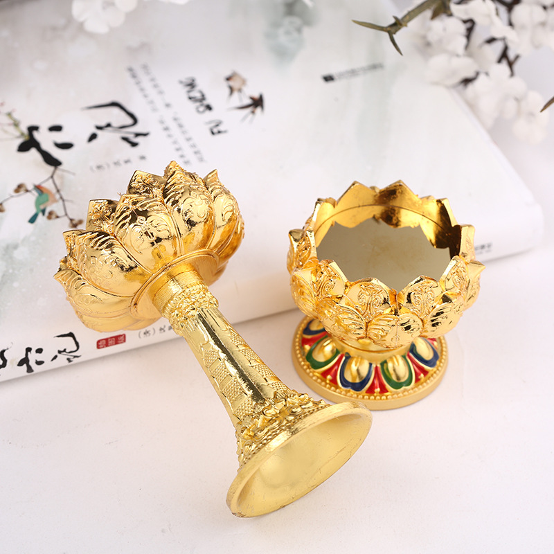 Title 4, Eight Auspicious Symbols Butter Lamp Holder Lot...