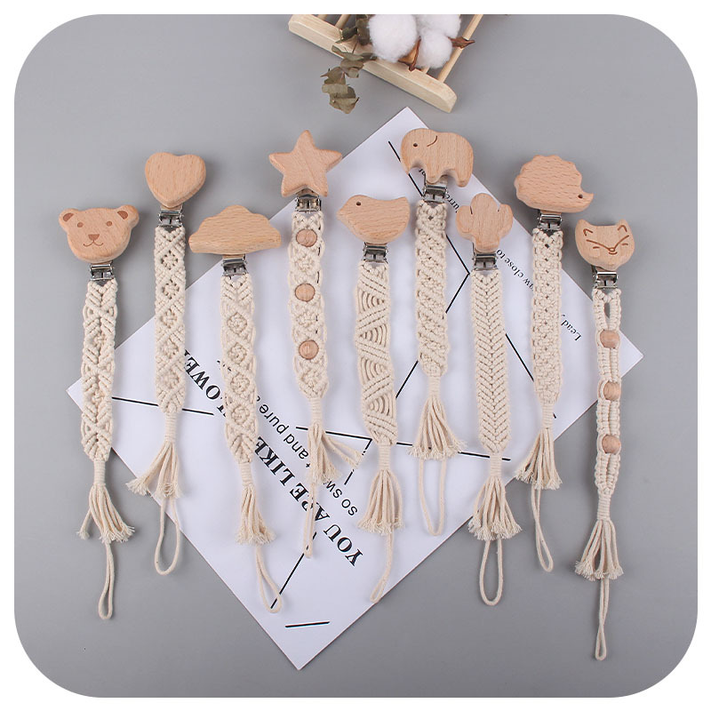 Beech Animal Anti-dropping Toy Teether Children's Hand-woven Pacifier Rope — foto 11